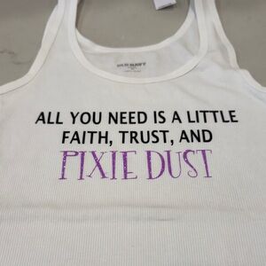 Old Navy White Ribbed Tank with 'Pixie Dust' Glitter Graphic
